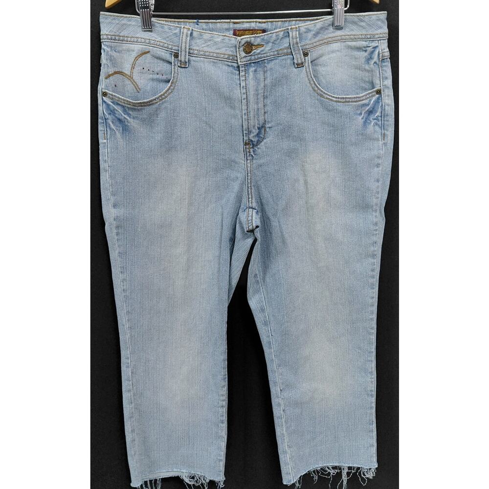 Zana Di Embroidered Light Wash Jeans Solid Denim Women Size 16